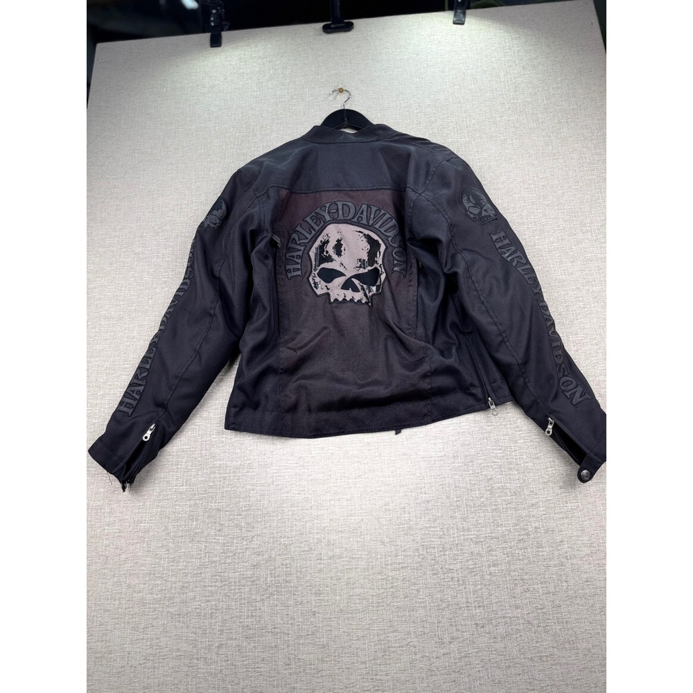 Harley-Davidson Willie G Skull Riding Jacket Mens Black Textile Biker Coat Large - Picture 5 of 10